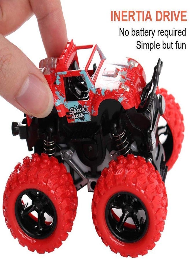 بلوتوفيت ألعاب بلوتوفيت التي تعمل بالاحتكاك، سيارات وشاحنات مونستر بالقصور الذاتي، ألعاب متينة للأطفال، دوران 360 درجة (مجموعة من 4 قطع) - Image 4